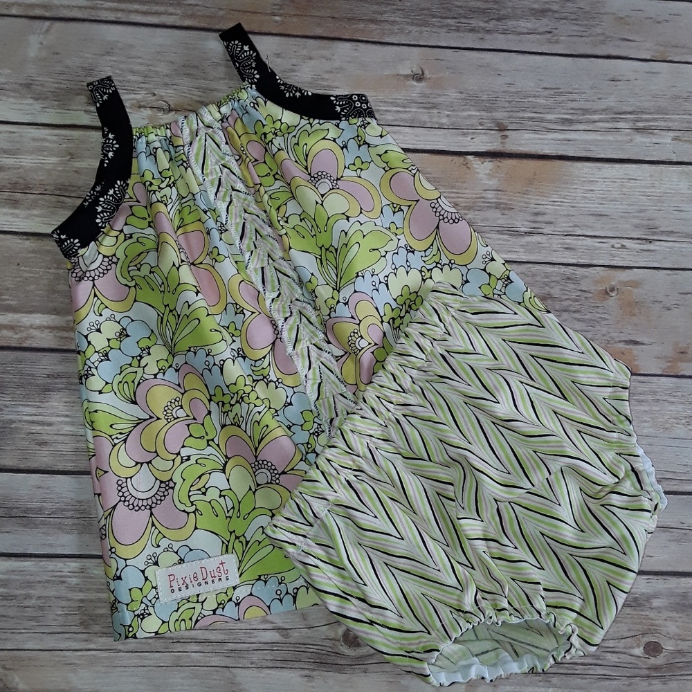 Two-piece sets sundress & diaper cover sz. 6/9 mos